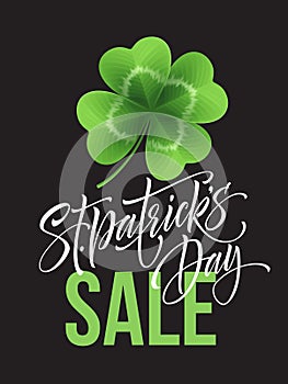 Saint Patricks Day Sale poster. Lettering Typography banner template. Vector Illustration photo