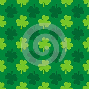 Saint Patricks Day shamrock seamless pattern. Green St. Patricks Day background. Vector template for fabric, textile