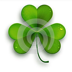 Saint Patricks Day symbol, vector realistic shamrock leaf