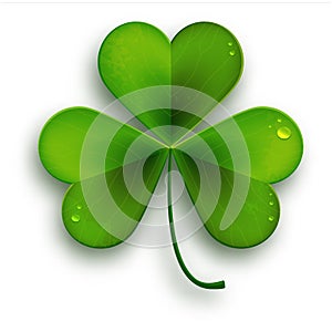 Saint Patricks Day symbol, vector realistic shamrock leaf photo