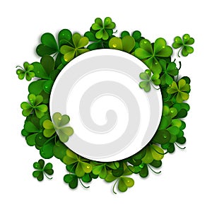 Saint Patricks Day vector background, frame with shamrock leaves photo