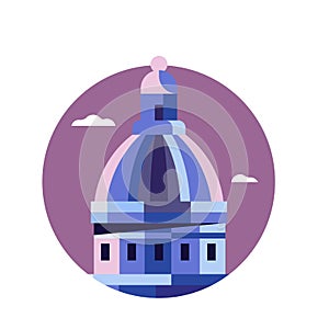 Saint Paul Cathedral Dome Icon in Flat Design