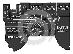 Saint Paul Minnesota city map USA labelled black illustration