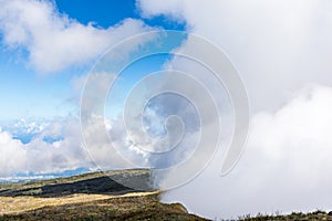 Saint-Paul, Reunion Island - Cloud over Mafate cirque at Maido viewpoint photo