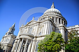 Saint Paul`s Cathedral on Ludgate Hill at the highest point of the City of London, England, UK