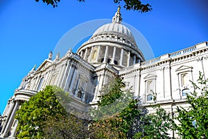 Saint Paul`s Cathedral on Ludgate Hill at the highest point of the City of London, England, UK