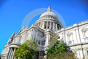 Saint Paul`s Cathedral on Ludgate Hill at the highest point of the City of London, England, UK