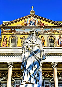 Paul Statue Facade Papal Basilica Paul Beyond Walls Rome Italy photo