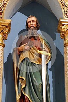 Saint Paul, statue on the main altar in the church of the Holy Trinity in Donja Stubica, Croatia photo