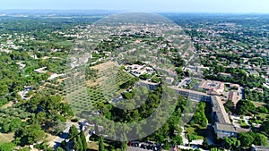 Saint-Paule de Mausole monastery in Saint-RÃ©my-de-Provence seen from the sky