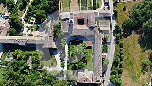 Saint-Paule de Mausole monastery in Saint-RÃ©my-de-Provence seen from the sky