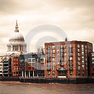 Saint Pauls Cathedral dome view across the river T