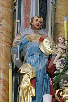 Saint Peter the Apostle, statue on the high altar in the Church of Our Lady of Dol in Dol, Croatia