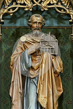 Saint Peter the Apostle, statue on the main altar in the church of St Peter in Ivanic Grad, Croatia