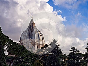 Saint Peter Basilica dome clouds Vatican City, Rome, Italy