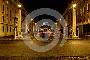 Saint Peter Basilica and Vatican City in the Night, Rome