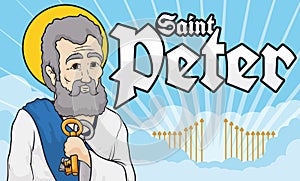 Saint Peter holding the Heaven`s Keys, Vector Illustration