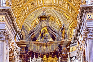 Saint Peter`s Basilica Bernini Baldacchino Vatican Rome Italy