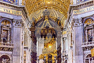 Saint Peter`s Basilica Bernini Baldacchino Vatican Rome Italy