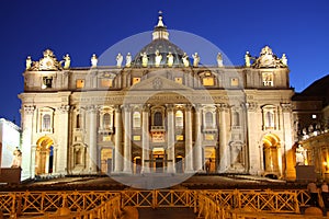 Saint Peter's Basilica at night