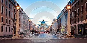 Saint Peter's Basilica in Vatican City State at Night