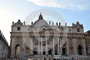 Saint Peter`s Square in the city of Rome, Italy