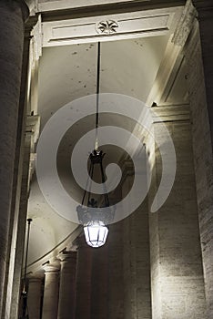 Saint Peter`s Square at night in Vatican City, Vatican