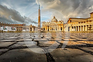 Saint Peter Square and Saint Peter Basilica in the Morning