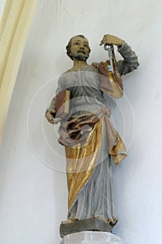 Saint Peter, statue in church of Our Lady of Miracles in Ostarije, Croatia