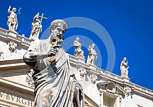 Saint Peter statue in front of Saint Peter Cathedral - Rome, Italy - Vatican City