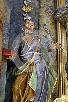 Saint Peter, statue on the main altar in Saint George church in Gornja Stubica, Croatia photo