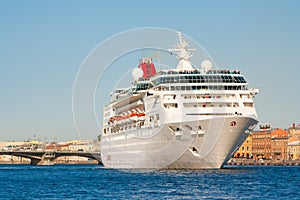 Saint-Peterburg Russia 20 may 2011: Cruise ship sailed from the port of St. Petersburg