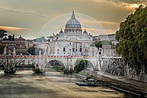 Saint Peters Basilica and the Santangelo bridge