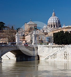 Saint peters basilica and Tiber river photo