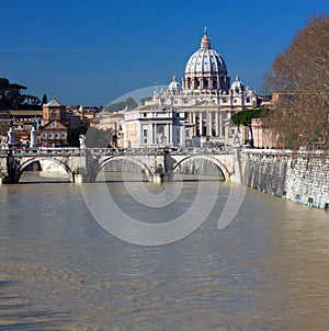 Saint peters basilica and Tiber river