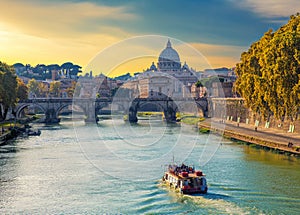 Saint Peters basilica view, Roma, Italy.