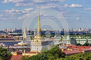 Saint Petersburg aerial cityscape from St. Isaac`s cathedral top, Russia