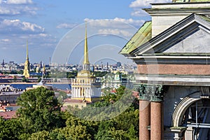 Saint Petersburg aerial cityscape from St. Isaac`s cathedral top, Russia