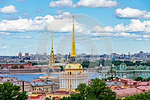 Saint Petersburg aerial cityscape from St. Isaac`s Cathedral top, Russia