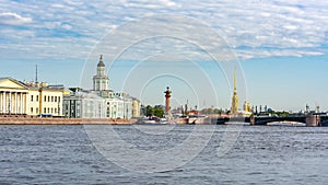 Saint Petersburg cityscape with Kunstkamera and Peter and Paul fortress, Russia