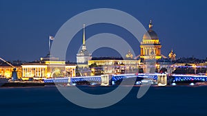 Saint Petersburg cityscape at night, Russia