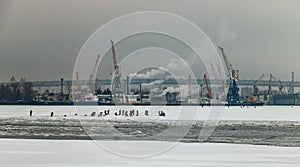 Saint-Petersburg cityscape in winter