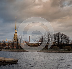 Saint-Petersburg historical building river clouds