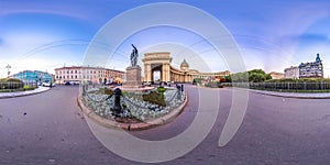 Saint-Petersburg - 2018: Kazan Cathedral. White nights. Blue sky. 3D spherical panorama with 360 viewing angle. Ready for virtual