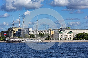 Saint-Petersburg, panoramic view of the Petrovskaya embankment on the Petrograd island photo