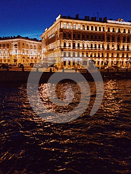 Saint Petersburg rivers at night