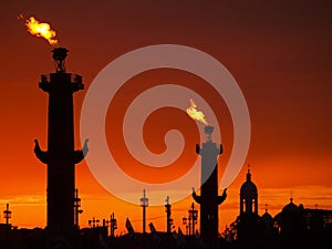 Saint-Petersburg- Rostral columns at the sunset