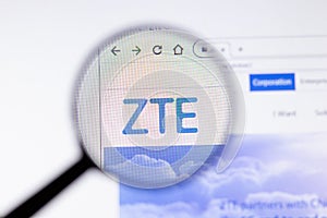 Saint-Petersburg, Russia - 18 February 2020: ZTE company website page logo on laptop display. Screen with icon, Illustrative