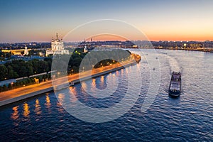 Saint Petersburg. Russia. Great at sunset. The drawbridges of Petersburg. Navigation on the Neva River. Cities of Russia. Panorama