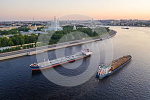 Saint Petersburg. Russia. Great at sunset. The drawbridges of Petersburg. Navigation on the Neva River. Cities of Russia. Panorama